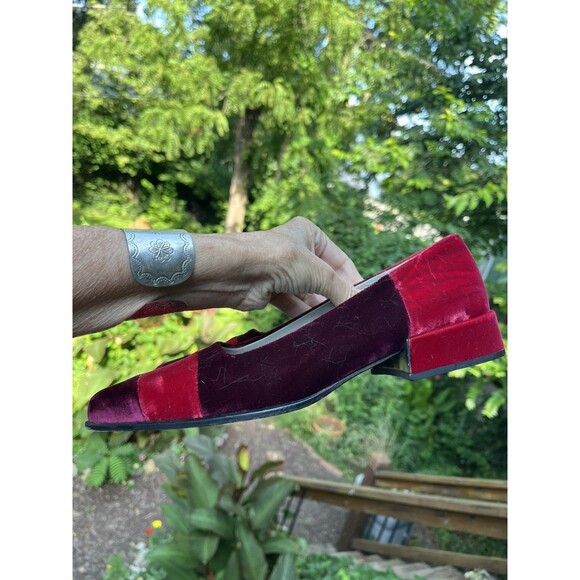 AUTH LUXURY PRADA PUMPS SHOES Slip On Evening BORDEAUX & RED VELVET US 7 EU 37 - Picture 7 of 12